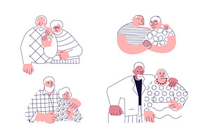 Hand drawn cartoon grandparents
