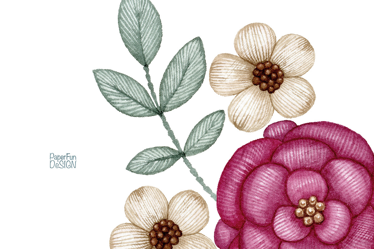 Watercolor embroidery clipart., an Illustration by Mary (Photo 4 of 5)