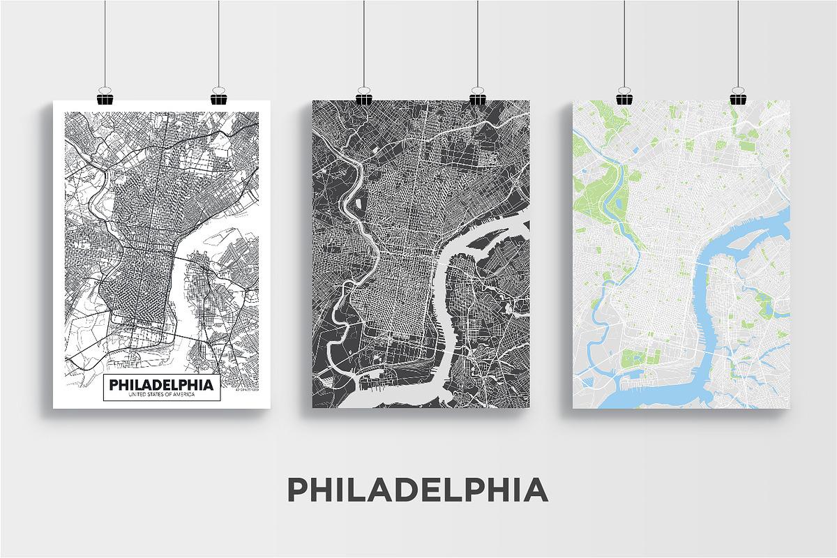 5 maps of USA cities, a Decorative Illustration by MaximGertsen (Photo 6 of 9)