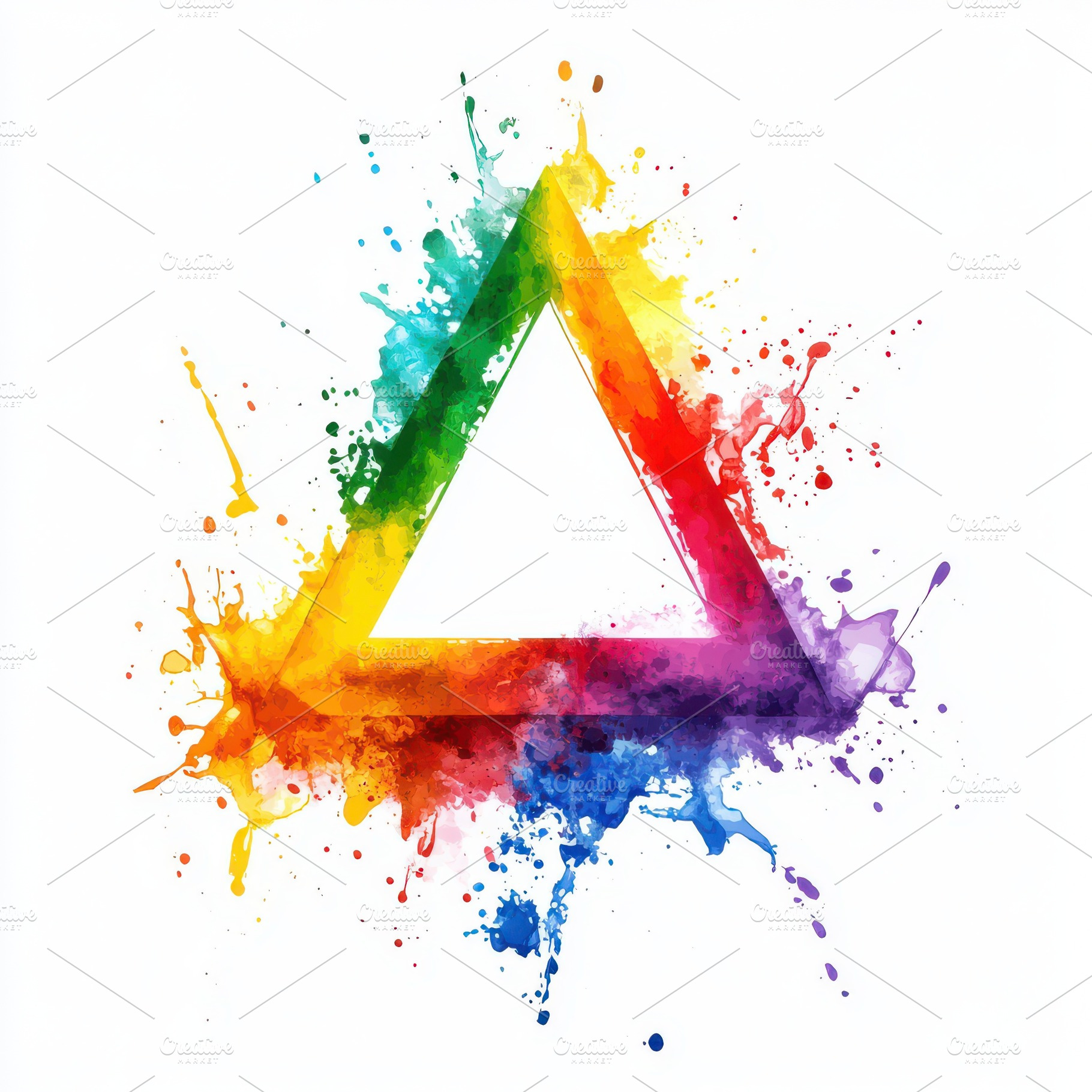 Colorful Triangle Watercolor Splash, an Abstract Photo by Pixeness Studio