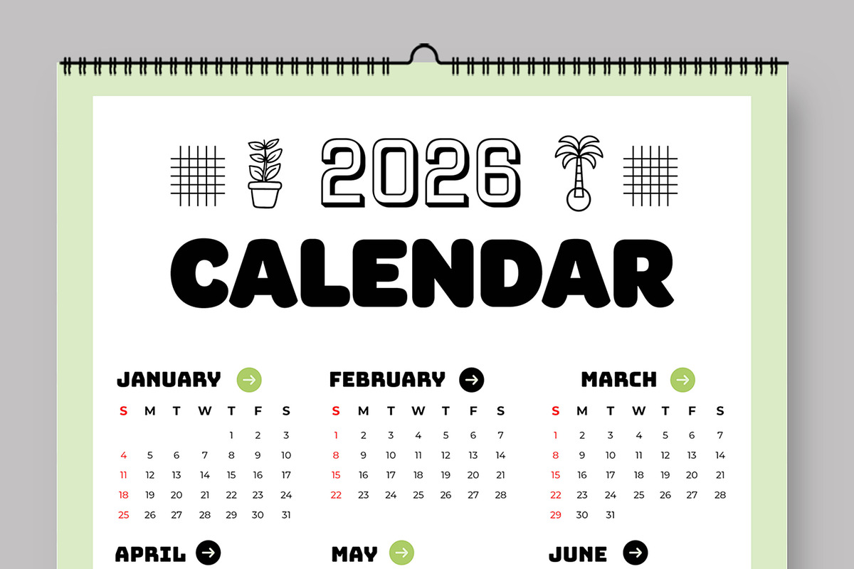 Minimal Yearly 2026 Wall Calendar, a Stationery Template by ContestDesign (Photo 2 of 3)