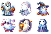 Vibrant Halloween ghost Clipart, an Illustration by SinaCreation (Thumbnail 3 of 5)