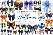 Watercolor Halloween Bow Ribbon PNG, an Illustration by SinaCreation (Thumbnail 1 of 7)
