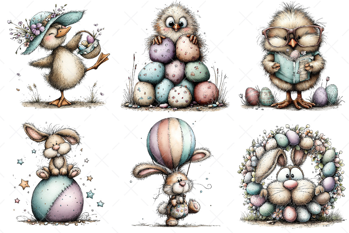 Whimsical Easter Animals Clipart, an Illustration by Craft Nest (Photo 3 of 11)