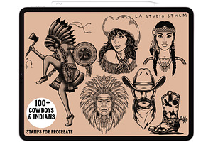 Cowboys & Indians - Tattoo Stamp Set