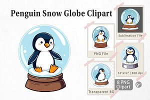 Penguin Snow Globe Clipart, a Graphic by Artnoy