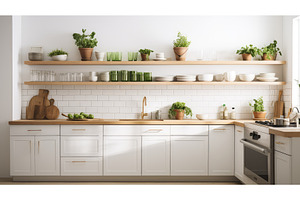 airy clean white kitchen ai, a Person Photo by pikepicture