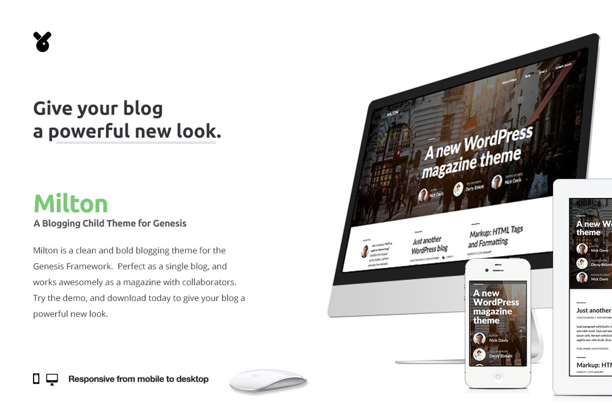 Milton: Magazine Genesis Child Theme, a WordPress Template by Lean Themes (Photo 1 of 3)
