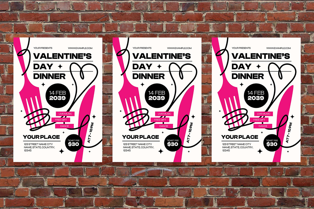 Valentine’s Day Dinner Flyer Set, a Flyer Template by Aiyari Graphic (Photo 3 of 3)