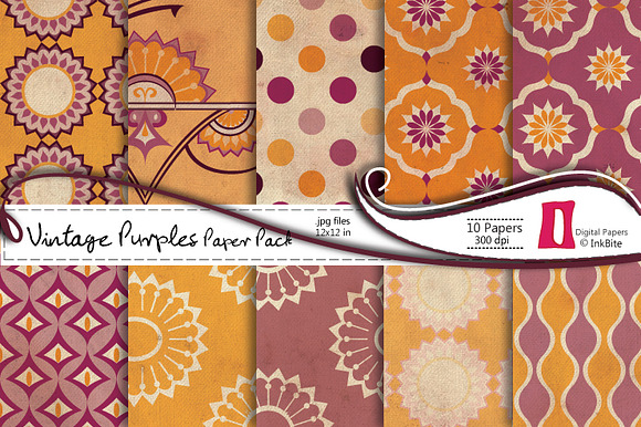 Vintage Purples Digital Papers preview 5