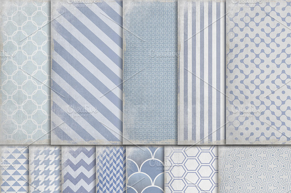 Digital Paper Pack -Worn Dusty Blue preview 2