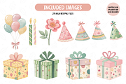 Pastel Birthday Clipart, an Object Illustration by TatiMockup (Thumbnail 3 of 4)