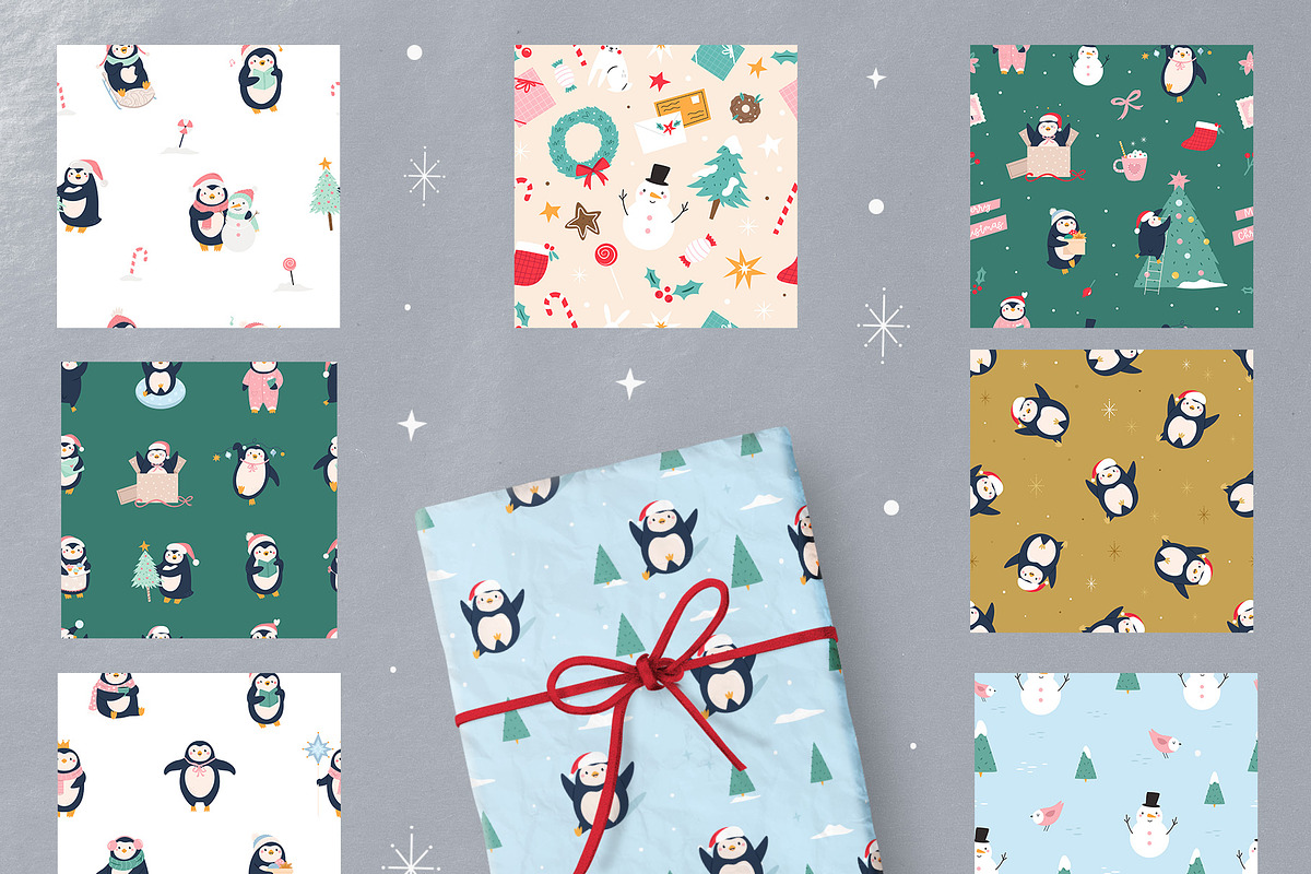 Cute Penguin Clipart & Winter Cards, an Animal Illustration by danceyourlife (Photo 3 of 12)