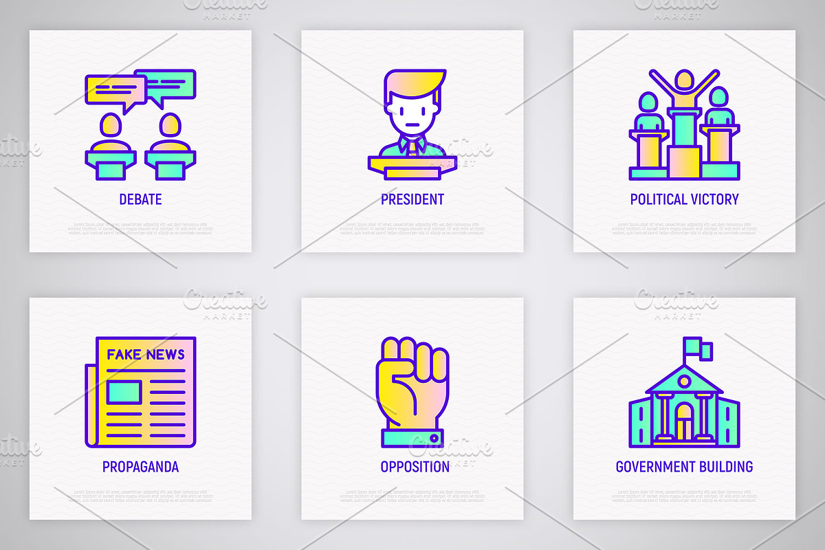 Elections And Voting | 16 Icons Set, an Outline Icon by Alex Blogoodf