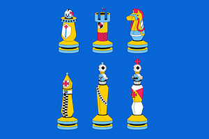 Blue Flat Chess Piece Illustration, an Object Illustration by graphicook