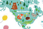 Cute Animals World Map, an Animal Illustration by GennyOnThePaper (Thumbnail 3 of 4)