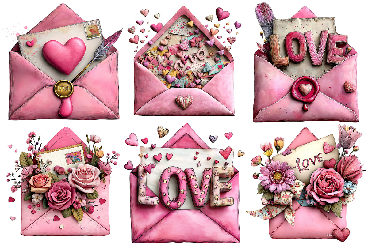 Valentine Love Letter Clipart, an Illustration by Pixels.Craft (Photo 5 of 5)