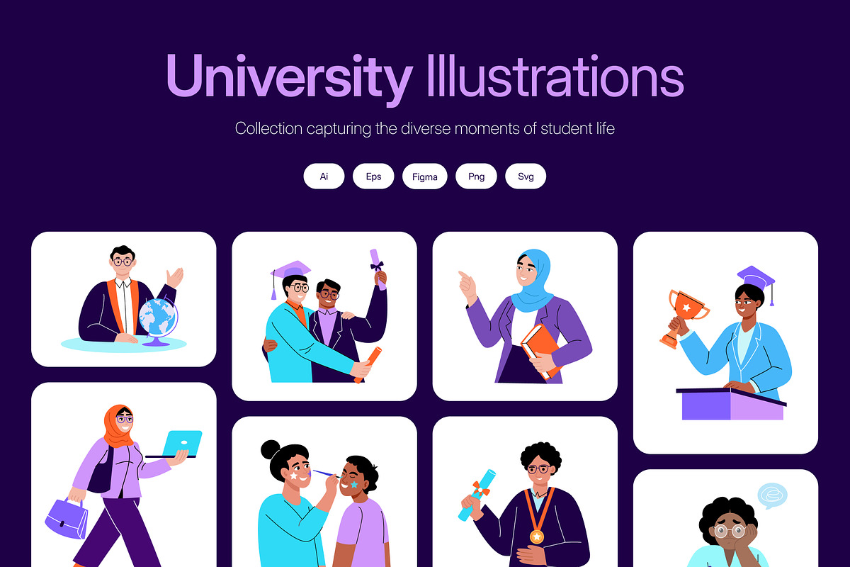 University Illustration Art Set, an Education Illustration by Creative Stall (Photo 1 of 9)