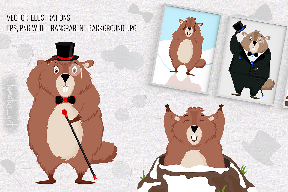 Happy Groundhog Day Clipart, an Animal Illustration by tamatus_art (Photo 2 of 8)