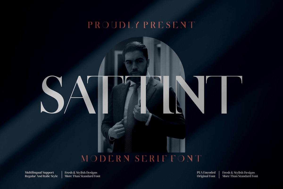 Sattint - Modern serif font, a Serif Font by mahstudios (Photo 1 of 8)