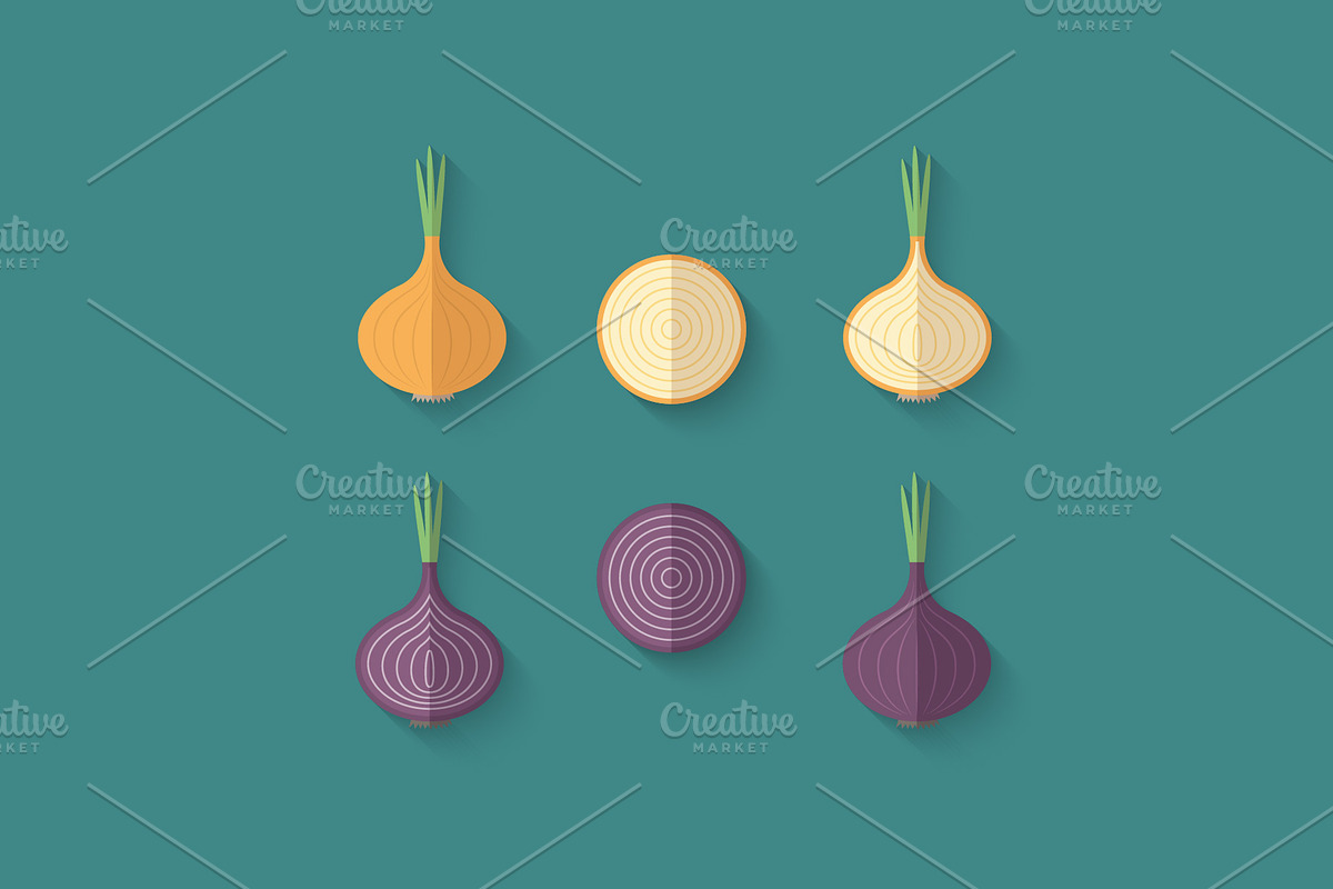 Flat Vegetables Set, an Illustration by Alex Serada (Photo 3 of 17)