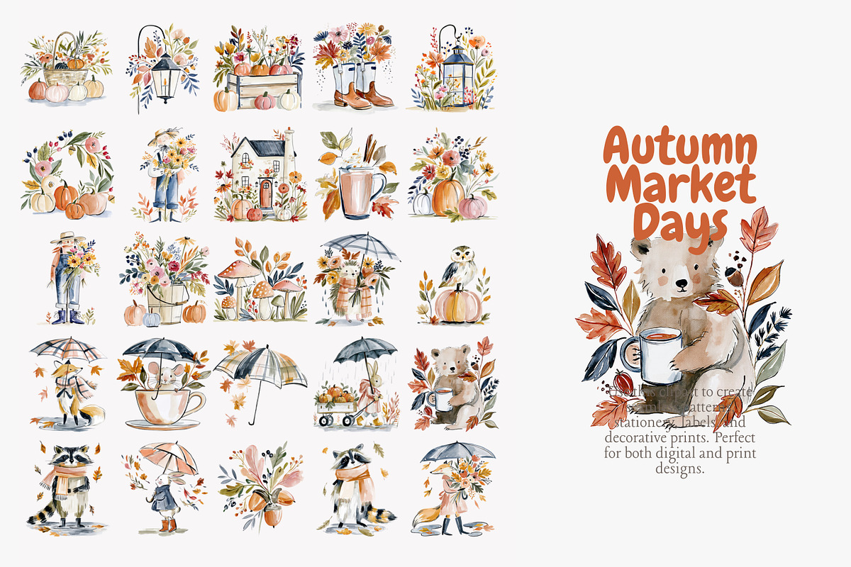 autumn harvest clipart set, a Decorative Illustration by Patishop Art (Photo 5 of 10)