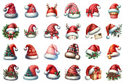 Watercolor Santa Hat Clipart Bundle, an Illustration by SinaCreation (Thumbnail 2 of 7)
