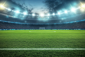 Night soccer match in stadium, a Photo by Beautiful things