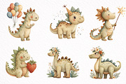 Watercolor Baby Dinosaur Clipart, an Illustration by DreamArtGraphic (Thumbnail 5 of 8)