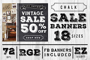 18 Chalk Vintage Sale Banner Ads, a Templates & Theme by SkyvaraSupply (Thumbnail 1 of 2)
