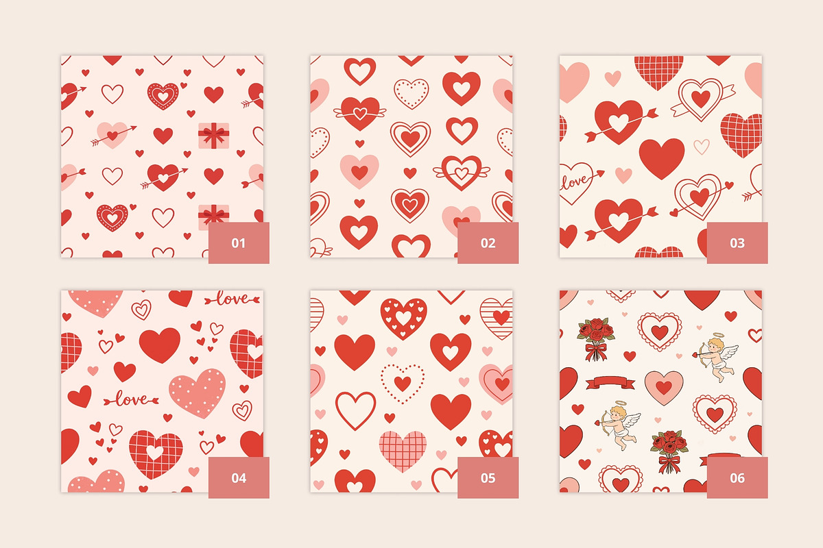 Valentine Hearts Seamless Pattern, a Pattern Graphic by Pulsecolor (Photo 2 of 8)