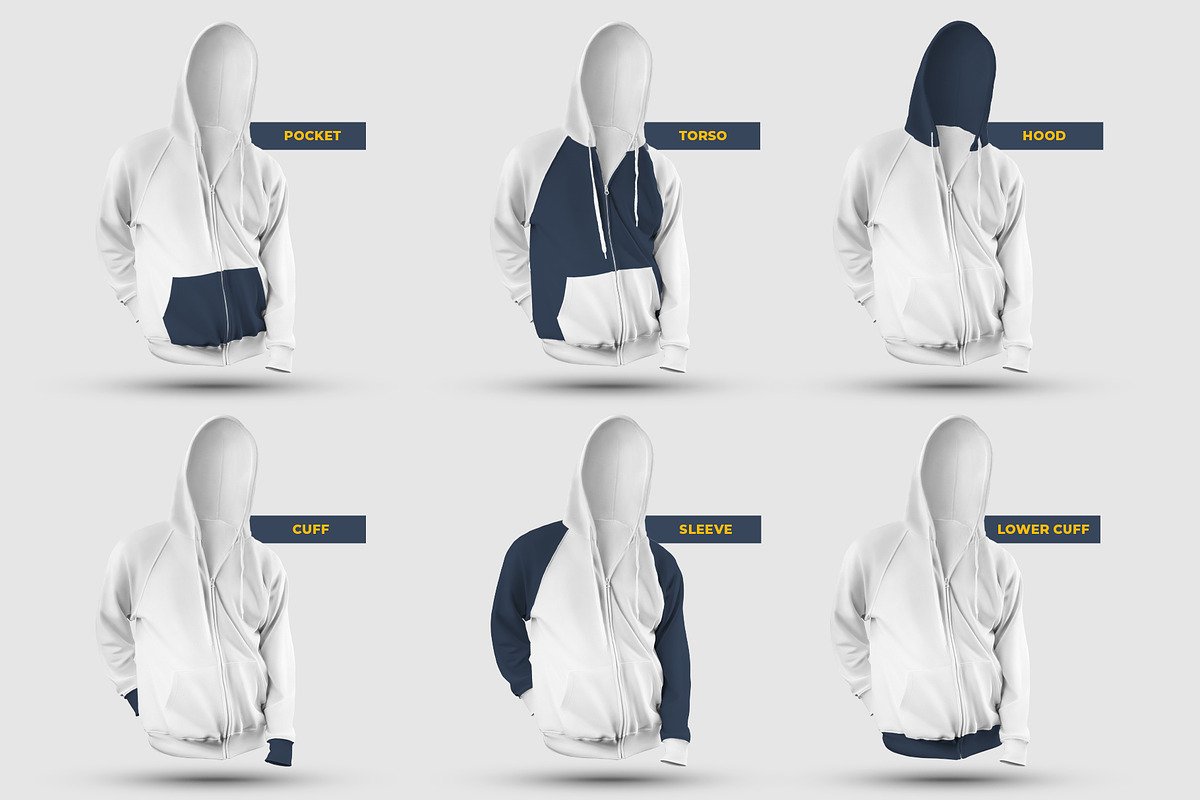 8 3D Zip Hoodie Mockups, a Hoody Mockup by Grow Design Craft Studio (Photo 4 of 8)