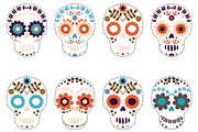 Sugar skulls, Flower skull set, an Illustration by Pravokrugulnik (Thumbnail 1 of 2)