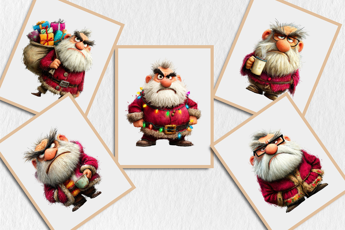 Quirky Christmas Grumpy Santa Clipar, a Seasonal Illustration by Rose Art (Photo 7 of 7)