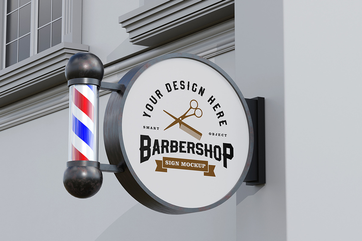 Barbershop Sign Mockup, an Advertising Mockup by Artlogs (Photo 2 of 5)