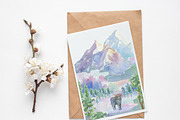 Watercolor Mountains Clipart, an Animal Illustration by OllyKo Art (Thumbnail 9 of 9)
