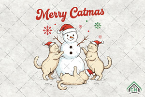 Funny Santa Snowman Cat PNG, an Illustration by Craft Nest