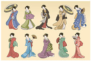Traditional Japanese Women Vector, a Decorative Illustration by Andres M Rodriguez (Thumbnail 2 of 3)