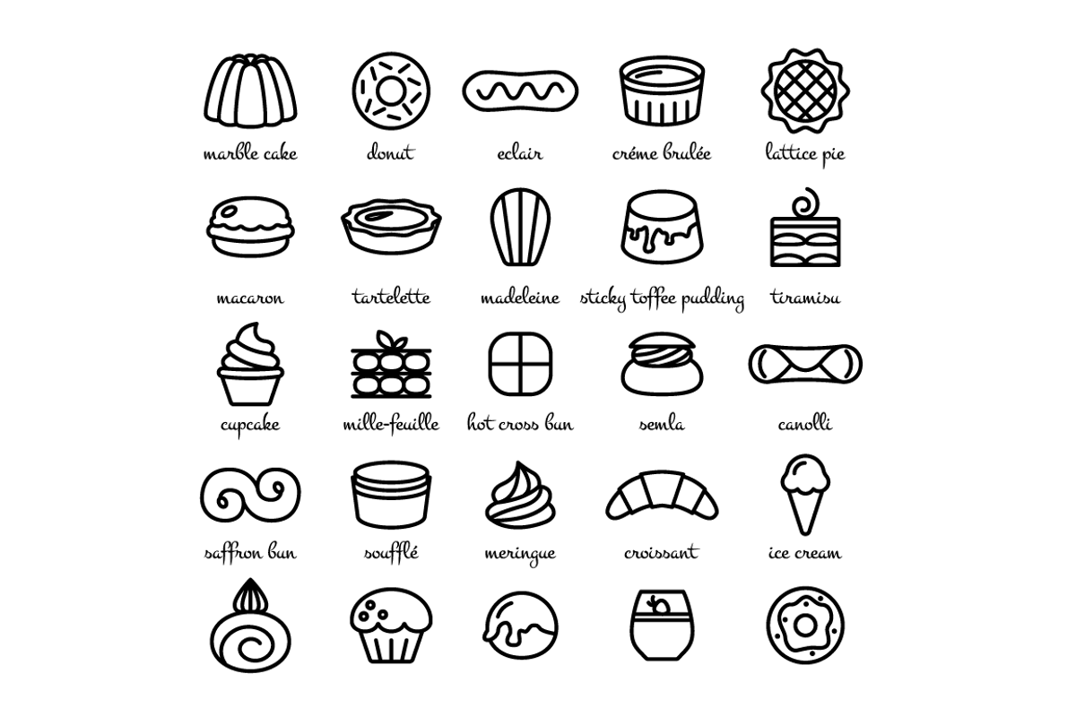 DESSERT - vector line icons, an Outline Icon by marusdesign (Photo 2 of 2)