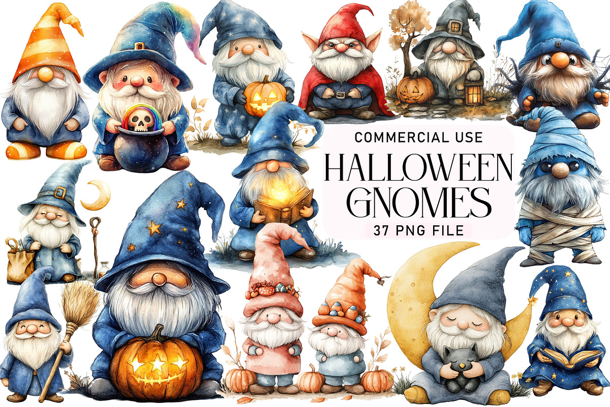 Halloween Gnomes Clipart, an Illustration by Daily.Designs (Photo 1 of 4)