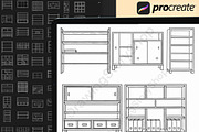 170 Shelf  Procreate Stamps Brush, a Brush Add-On by DrawingStoryShop (Thumbnail 2 of 6)