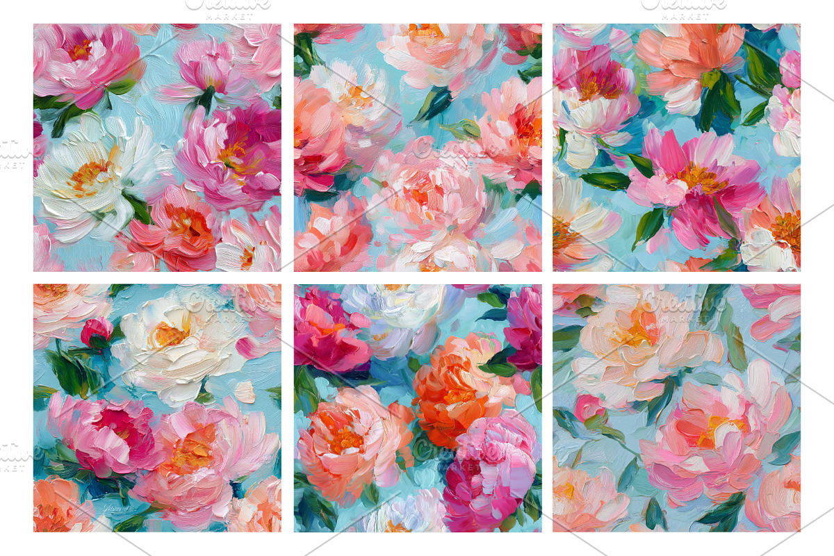 Impressionistic Peony Patterns Set, a Pattern Graphic by LoveDesignShop (Photo 8 of 9)