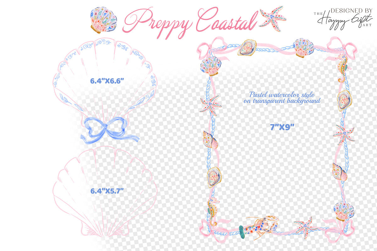 Preppy Coastal Watercolor Clipart, a Decorative Illustration by TheHappyGiftArt (Photo 4 of 10)