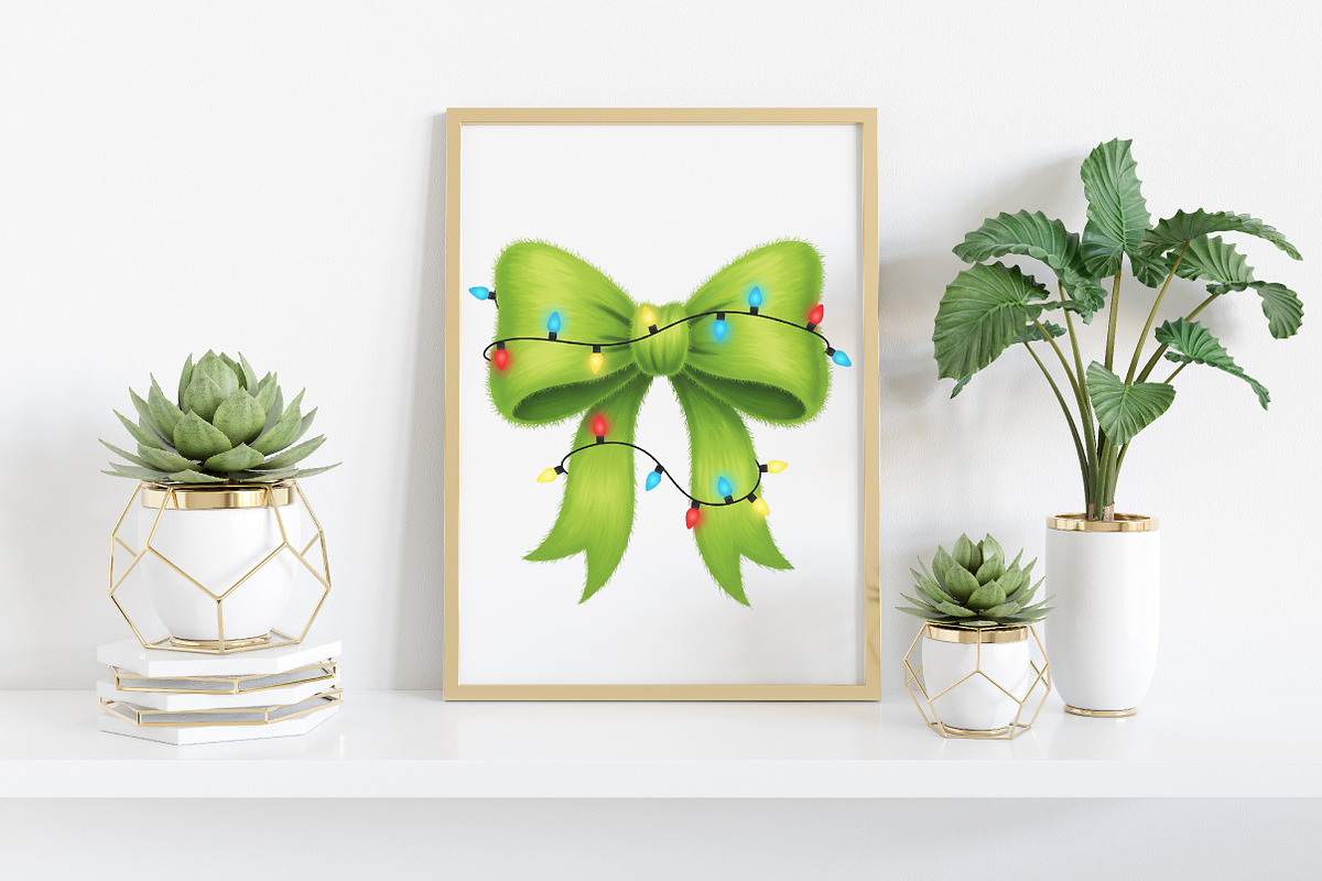 Festive Green  Bow Christmas PNG, an Illustration by Craft Nest (Photo 5 of 6)