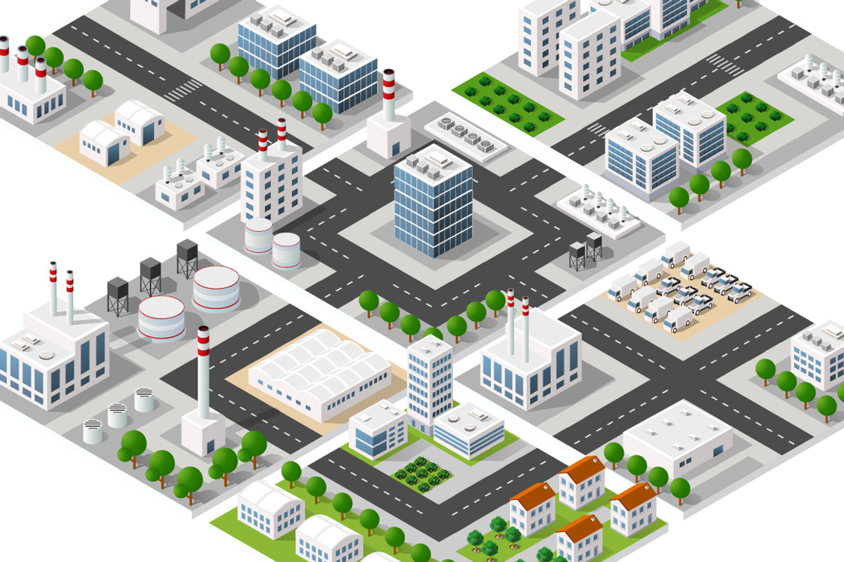City module creator isometric concept