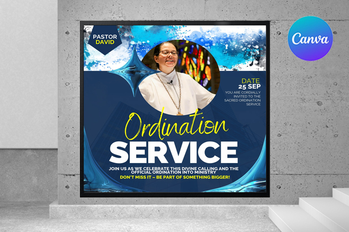 Ordination Service Flyer Template, a Graphic by graphicforest (Photo 1 of 3)