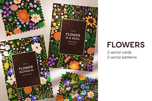Flowers, cards + seamless patterns, a Decorative Illustration by Good Studio