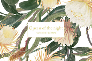 Watercolor Queen of the night flower