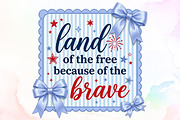 Preppy 4th of July Png, Land of Free, a Seasonal Illustration by Sublimation Artist (Thumbnail 1 of 9)