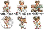 Cherry Girl PNG Clipart Set, a Seasonal Illustration by OK Design (Thumbnail 2 of 6)